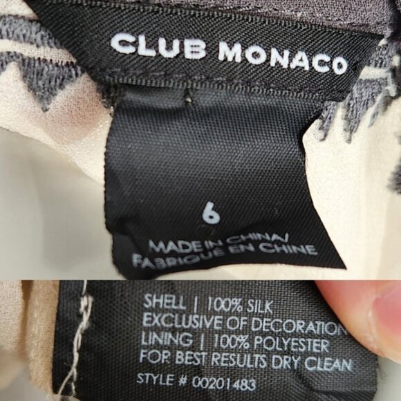 Club Monaco Silk Embroidered 3/4 Sleeve Boho Mini Dress Size 6 - Picture 14 of 15